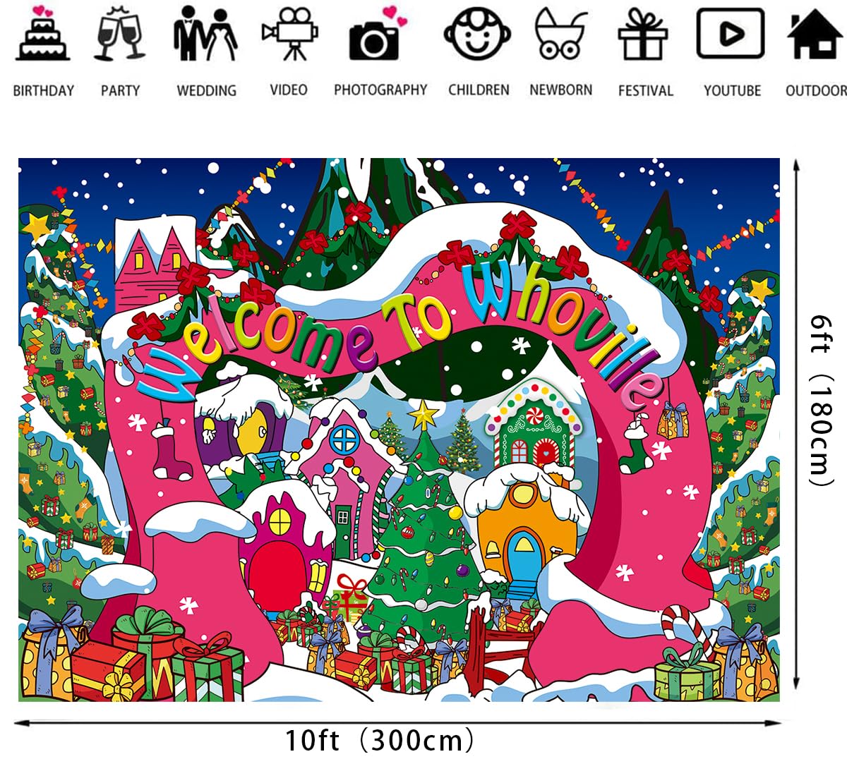 Welcome To Whoville Backdrop Winter Christmas Village Photography Background For Kids First Birthday Baby Shower Happy New Year