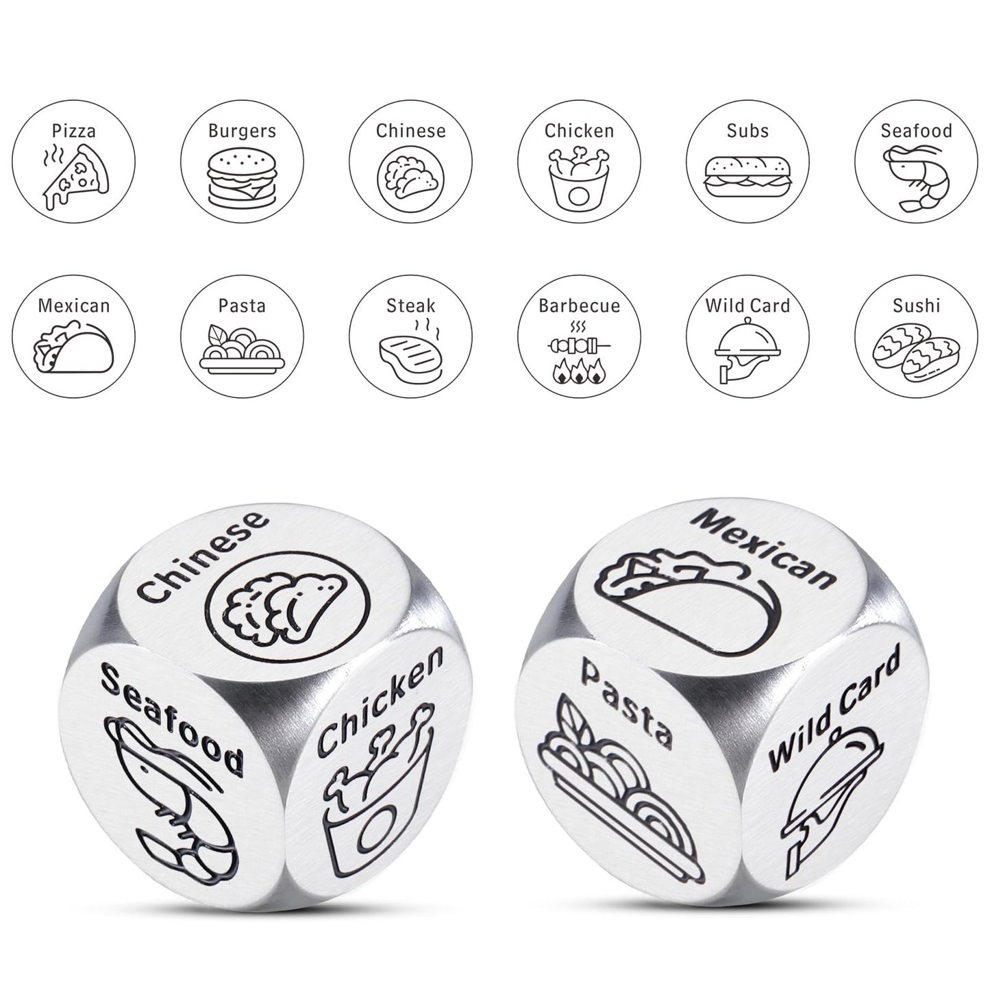 Dinner Food Dice Decider, Valentines Day Gifts For Him, 2Pcs Food Decision Dice, Valentines Gift Basket, Wedding Gifts For Coupl