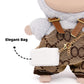 LYBHYQTII Clothes Compatible with Labubu 17cm Dolls  enhanced Handmade Dolls Accessories with Chic Grid Hat & Rompers & Bag 3 Piece Set  High-End Fashion Outfit for Play & Display  No Doll  Brown