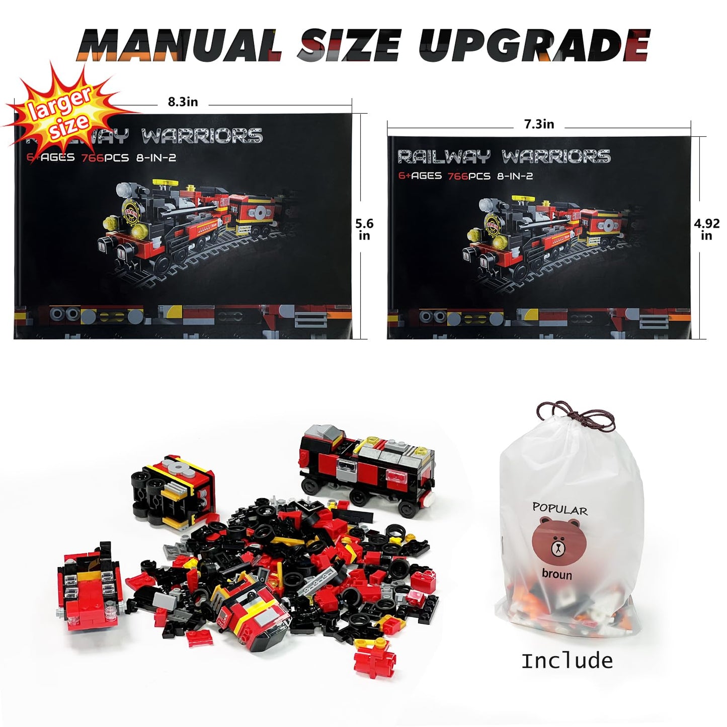 Abbabby Transforming Train Building Block Toys For Boys Girls Aged 6-12.Steam Train Or 8 Locomotive Models Or Train Warrior Robo