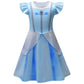 Aovclkid Girls Cinderella Princess Costume Halloween Birthday Party Dress Cosplay Outfits(9-10 Years,Gray)