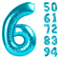 6 Balloon, Blue Number Balloons 40 Inch, 6Th Balloons For Birthday Decorations, Blue Party Supplies 6 Birthday Balloon, Number 6