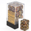 Chessex Dice d6 Sets: Lustrous Gold with Silver - 16mm Six Sided Die (12) Block of Dice
