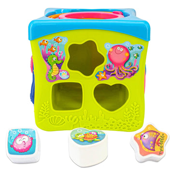 Kiddieland: Light & Sound: Activity Cube - Music & Animal Themed Interactive Toy, 6 Activities, Shapes Sorter, Piano Keys, Kids & Toddlers Ages 1 +