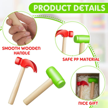 8 Pcs Toy Hammer Simulation Wooden Hammers Plastic Small Hammer Toy Tools Maintenance Tools Pretend Play Educational Toys for Te