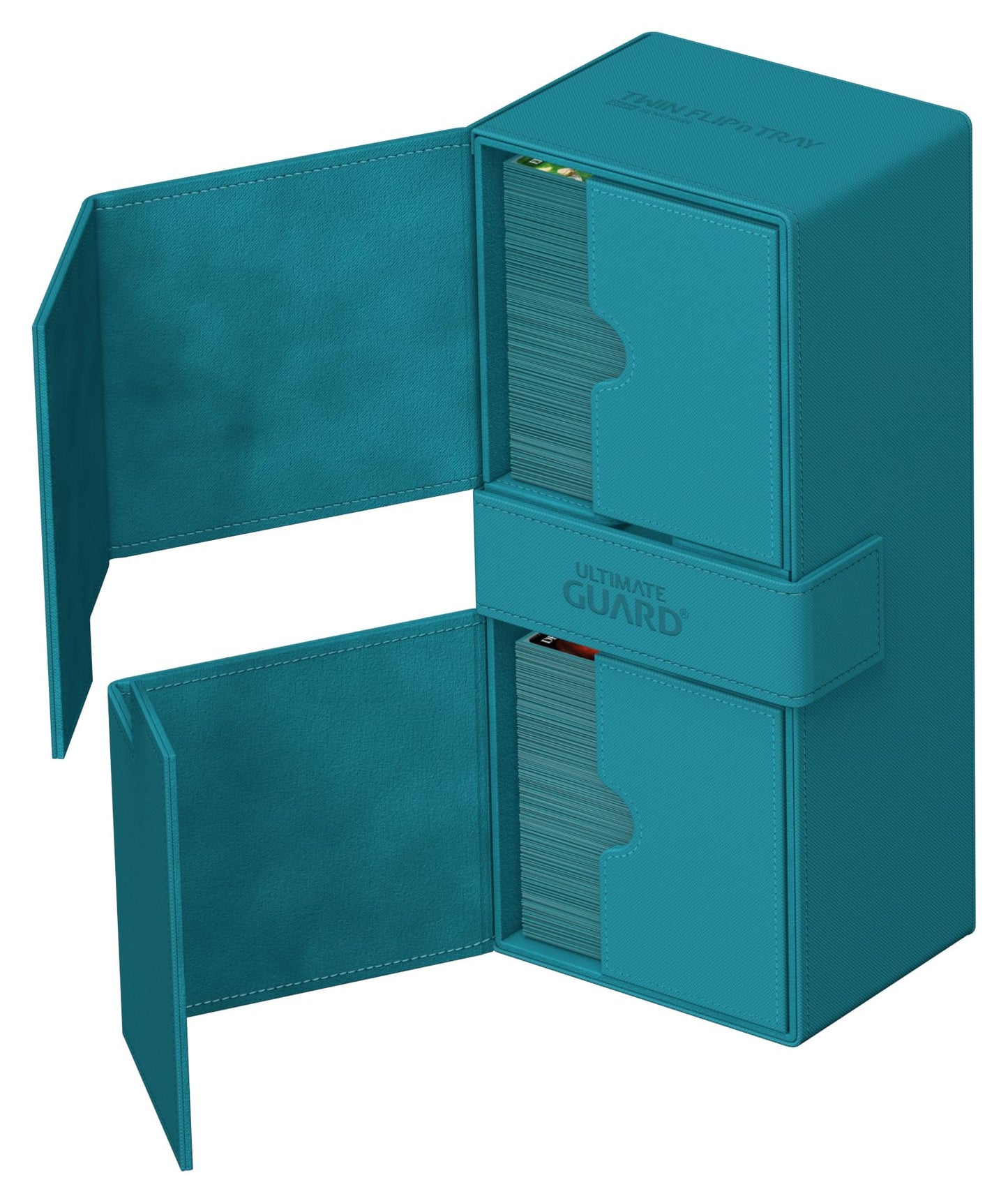 Ultimate Guard Twin Flip'N'Tray 266+, Deck Case For 266 Double-Sleeved Tcg Cards + Dice Tray, Petrol, Independent Magnetic Closu