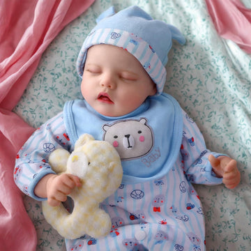 Jizhi Lifelike Reborn Baby Dolls - 17-Inch Baby Soft Body Realistic-Newborn Baby Dolls Full Vinyl Body Poseable Real Life Baby Dolls Boy With Feeding Kit Gift Box For Kids Age 3+
