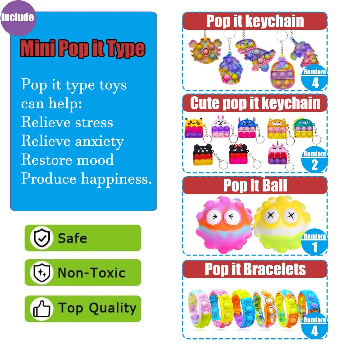 109 Pcs Premium Party Favors Toys For Kids,Assortment Mini Pop Fidget It Toys For All Ages Kids,Classroom Prizes,Treasure Chest,