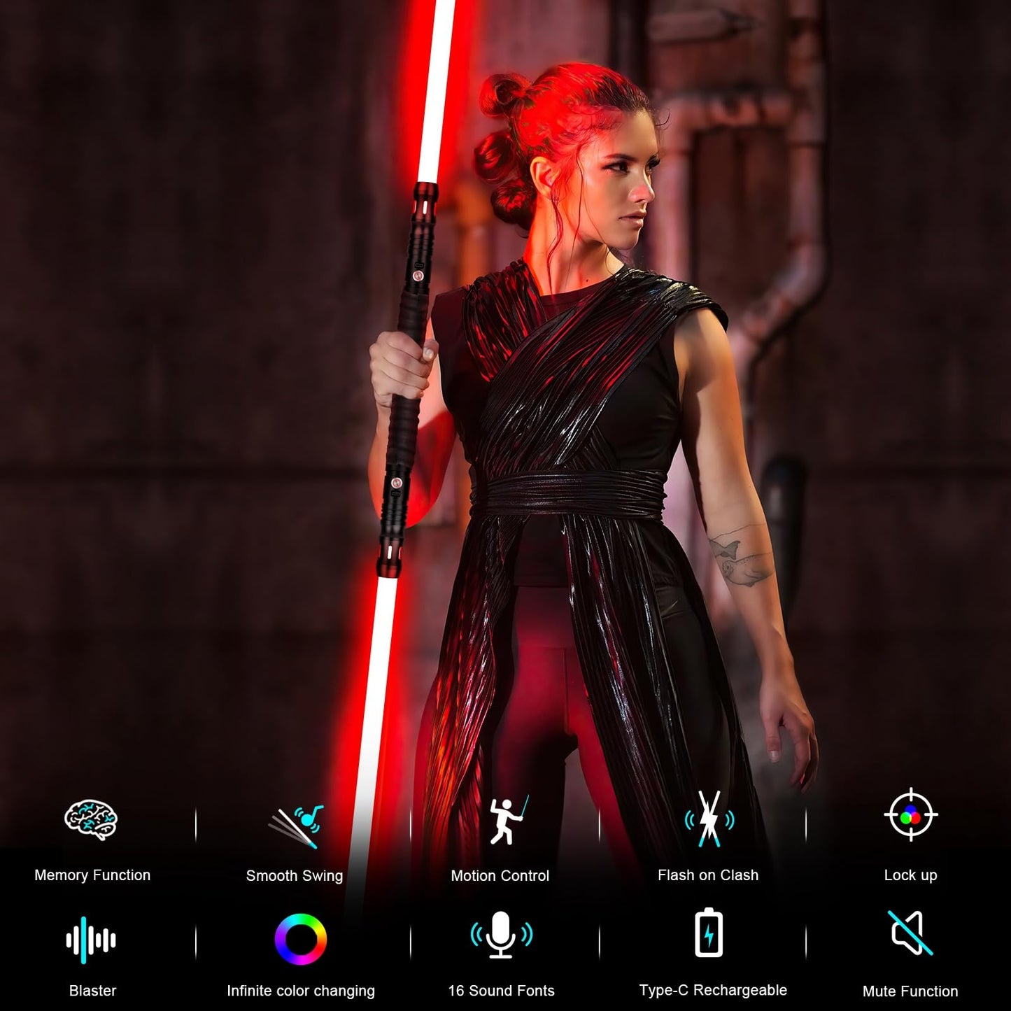 Smooth Swing Dueling Lightsabers with APP - Infinite RGB 16 Colors Changeable Light Sabers, Motion Control Metal Hilt Light Sabe