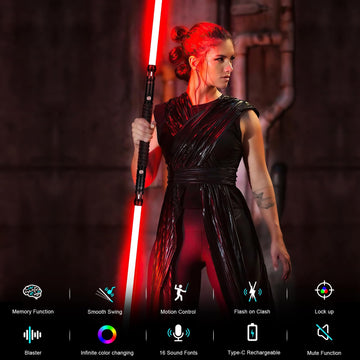 Smooth Swing Dueling Lightsabers with APP - Infinite RGB 16 Colors Changeable Light Sabers, Motion Control Metal Hilt Light Sabe
