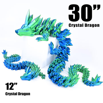 Locyfens Large 30'' 3D Printed Dragon, Articulated 3D Dragon Toys, Long Crystal Dragon Blue Green