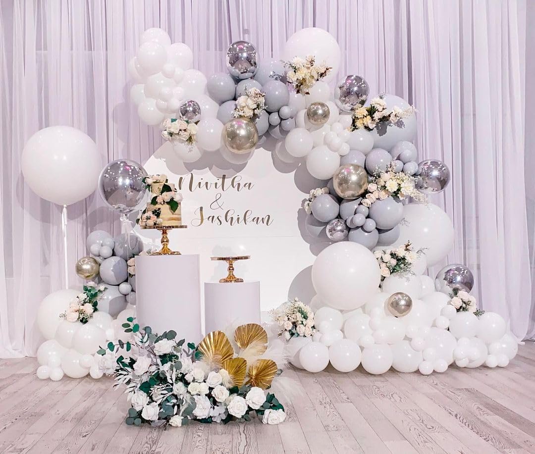Bezente White Giant Balloons 36 Inch - 8 Pack Jumbo White Balloons Large Round White Latex Balloons For Photo Shoot Birthday Bab