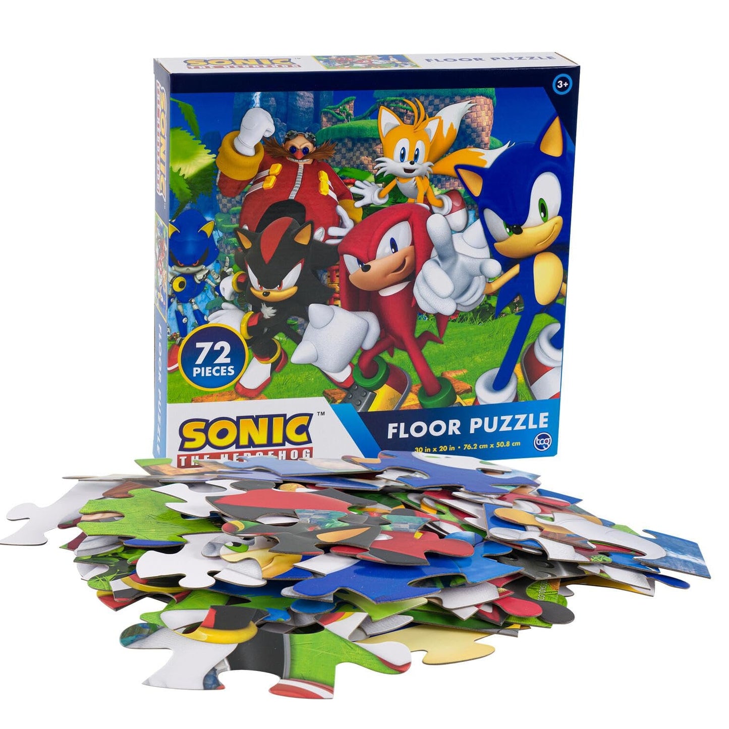 Sonic The Hedgehog Floor Puzzle For Kids Set - Bundle With 72 Piece Sonic Floor Puzzle, Stickers, Tattoos, More | Sonic Jigsaw P