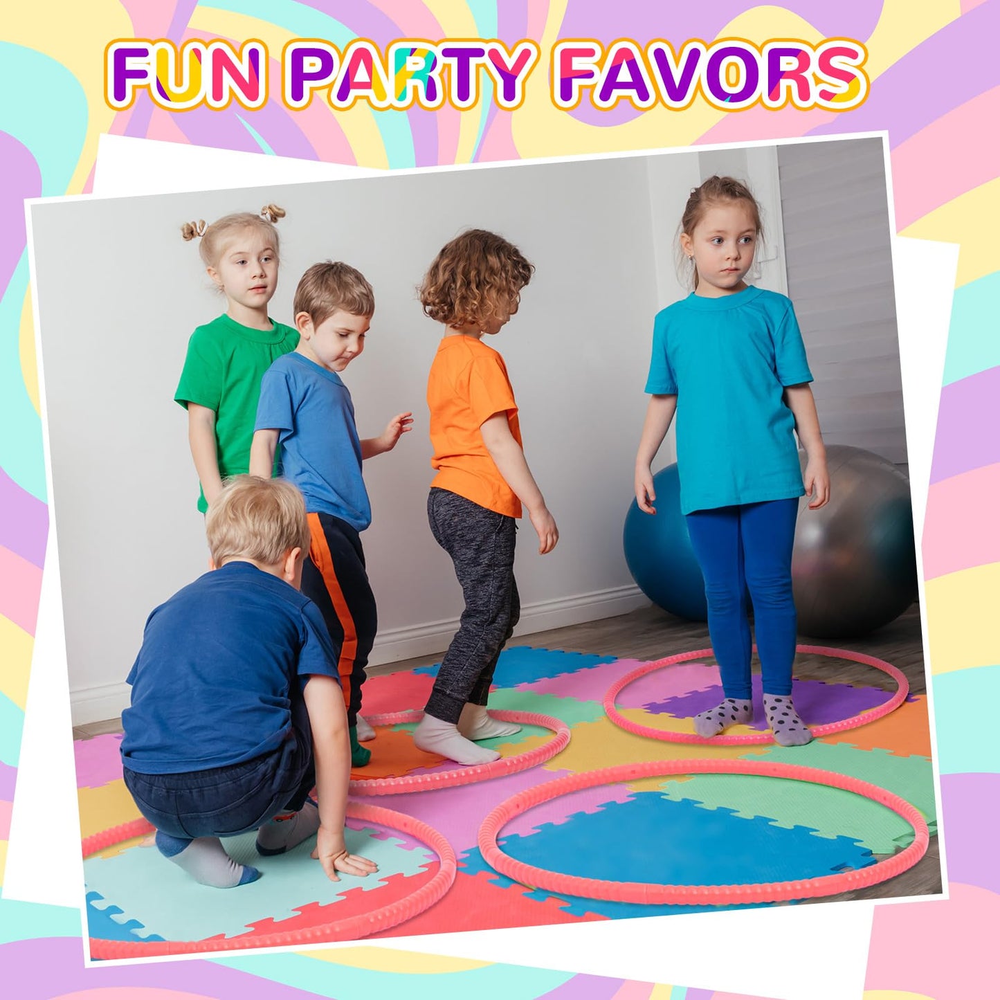 Shappy 6 Pcs Exercise Hoop Detachable Adjustable Plastic Toy Playground Toys Colored Hoop Circles for Teens Games Gymnastics Dog