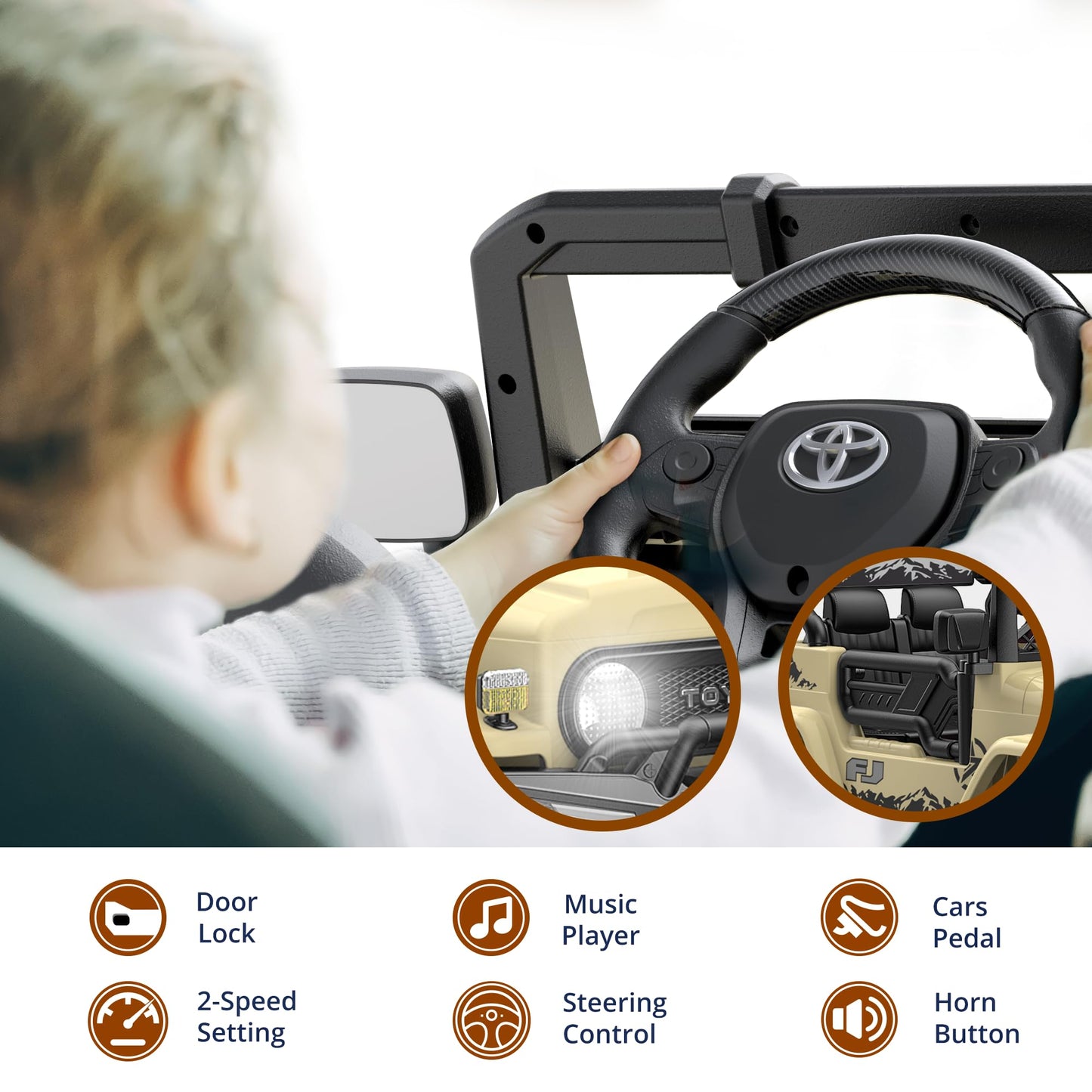Powerwhale Kids Car Electric Car For Kids- Kids Jeep Remote Control Ride On Car For Toddlers 12V Ride On Toys Children'S Khaki