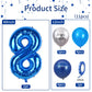 FunHot 40 Inch Blue Number 8 Balloon, Rubber Latex, 11Pcs Silver Print, 8th Birthday Party Decorations
