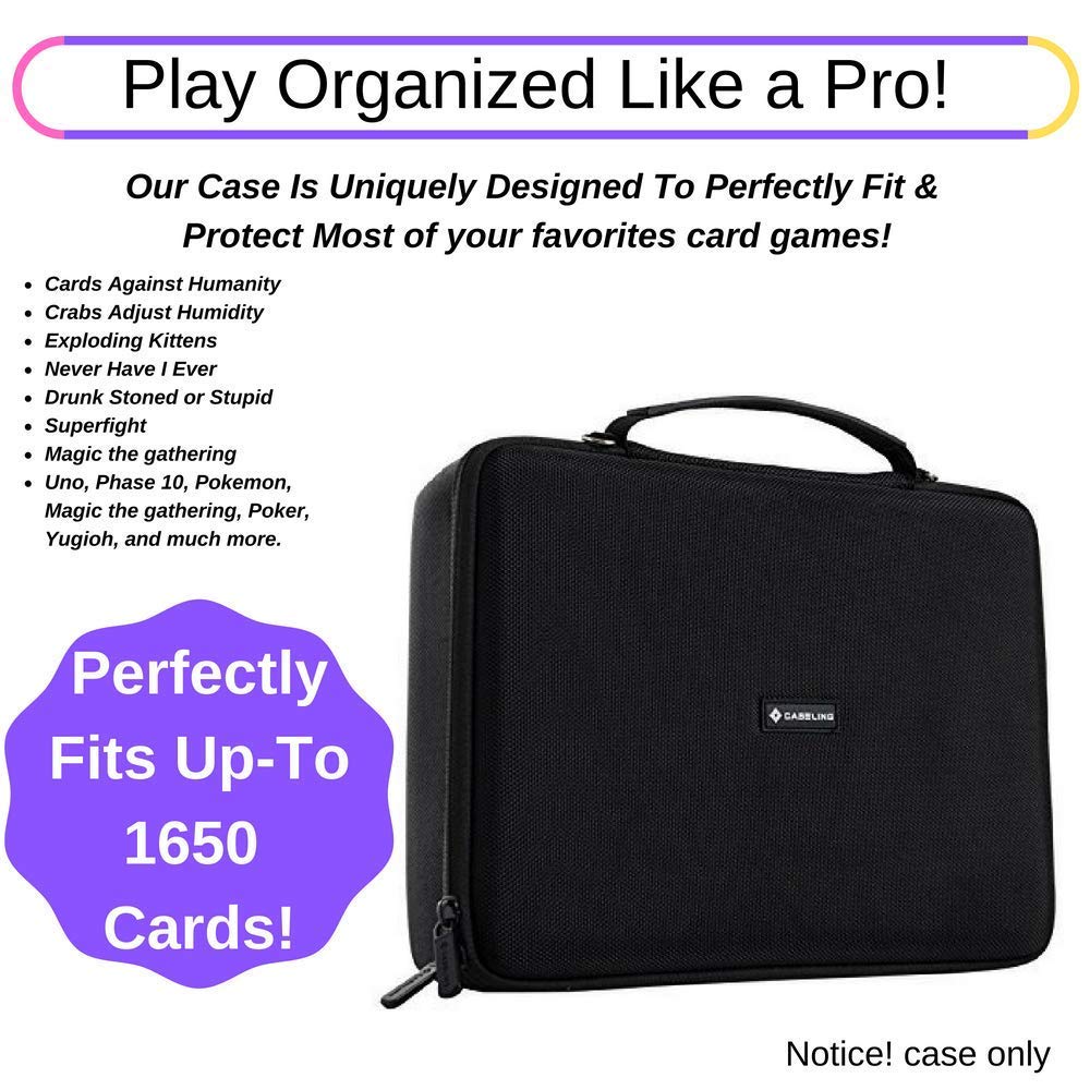 caseling Card Game Case - Fits Cards Against Humanity, Holds 1650 Cards, Black, EVA Material, Model: DoubleCardCaseUPDATE