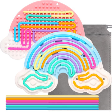 Hongvkae 2Pcs Fidget Toys Sensory Activity Board, Silicone Sensory Toys For Anxiety Autistic Adhd Calming, Kids 3+ & Adults, Tra