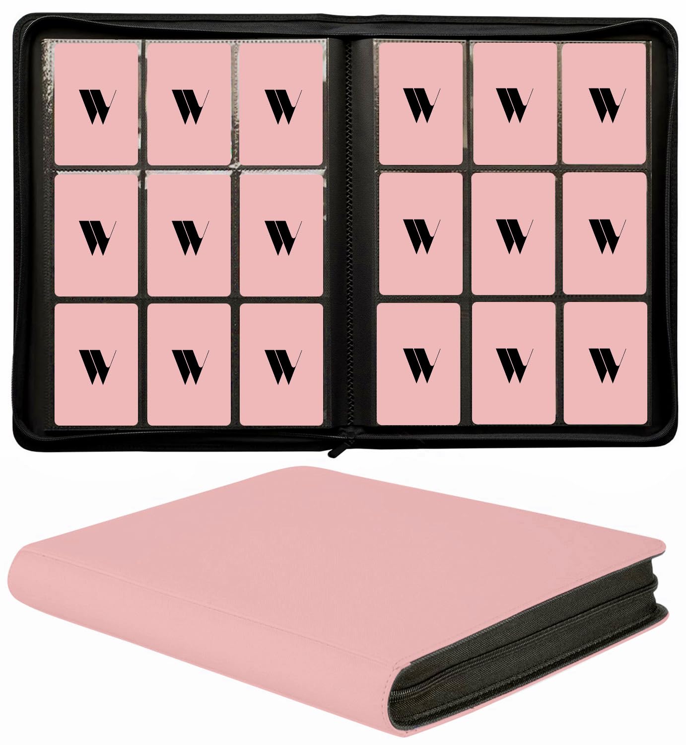 enhanced 9-Pocket Zippered Trading Card Binder  540 Pockets Double-Sided Side-Loading Card Organizer Album  PU Leather Card Holder Protector for MTG  TCG  Sports Cards Pink