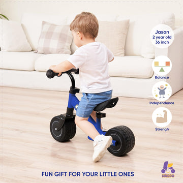 Kriddo Baby Balance Bike Mini Cruiser Design With Wide Pu Wheels For 1-3 Year Olds Ideal First Birthday Gift And Baby Toy, Blue