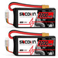 Socokin 2S Lipo Battery 7.4V 2200mAh 50C with XT60 Connector - Soft Case (2 Pack) for RC Cars, Trucks, Drones,