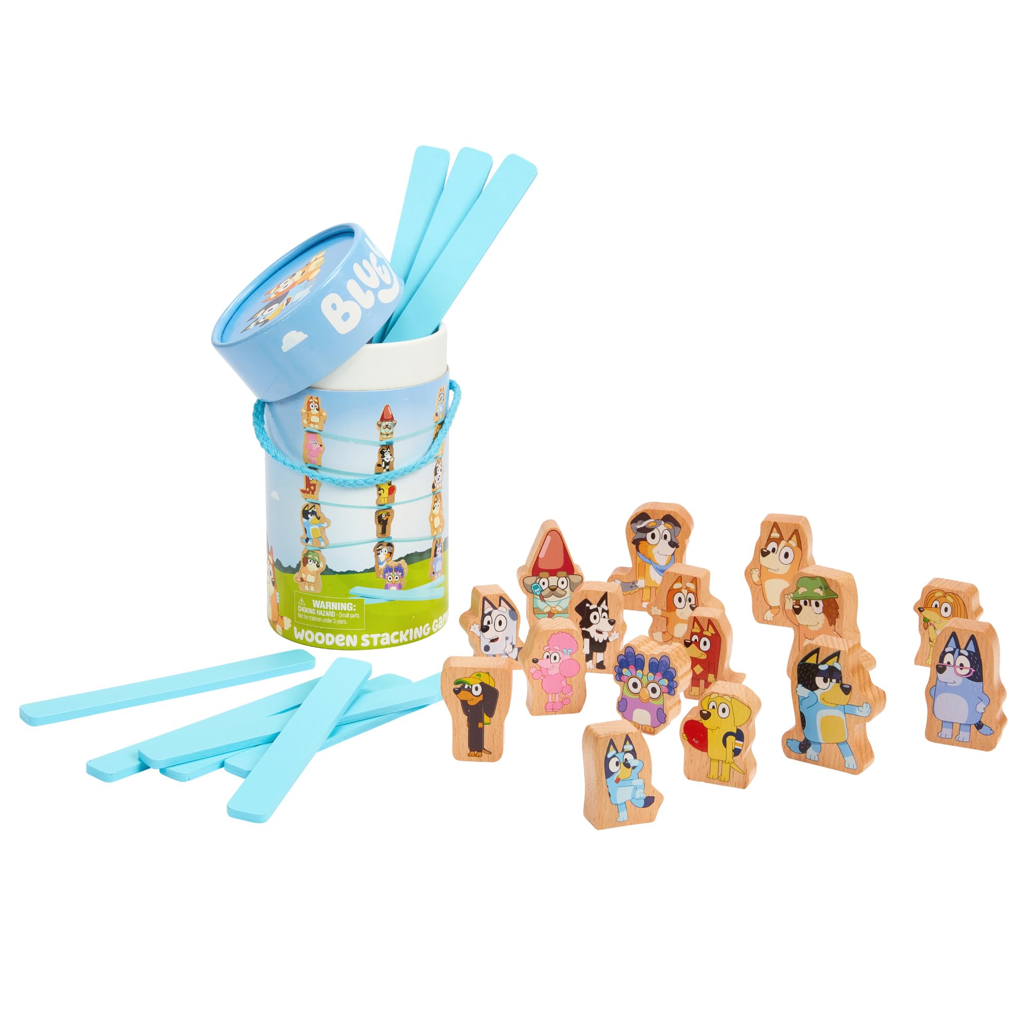 Bluey Wooden Tower Stacking Game - Multicolor - 15 Blocks & 10 Sticks ...