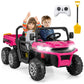 Olakids 24V 2 Seater Ride On Dump Truck, 4Wd 6X6 Battery Powered Kids Utv With Remote Control, 4 X 90W Engine, Electric Dump Bed, Spring Suspension, Ride On Toys For Big Kids (Rose)