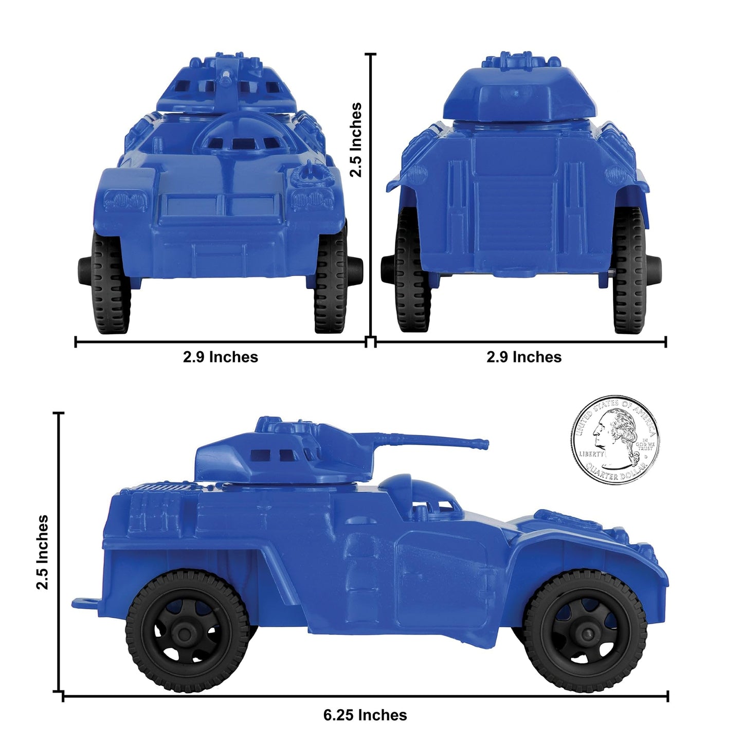 TimMee Recon Patrol Armored Cars - Blue Plastic Army Men Scout Vehicles