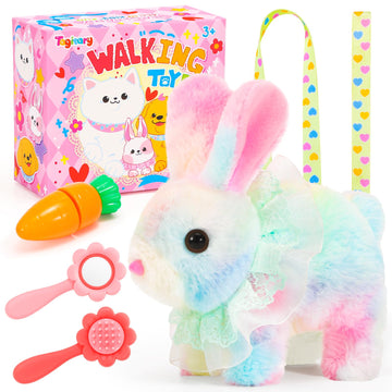 Tagitary Plush Toys Hopping Easter Stuffed Bunny With Sounds,Wiggling Ears,Jumping,Twitching Mouth And Nose,Easter Basket Stuffer Decor School Prize Birthday Gift For Kids