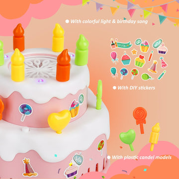 Kulariworld Bubble Machine, Automatic Birthday Cake Bubble Maker Blower With Solution For Kids Toddlers Outdoor Indoor Play Easter Party, Toy Gift For Little Boys Girls (Pink)