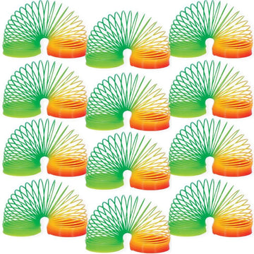 Fun Express Glow in The Dark Magic Springs - Set of 12 Rainbow Colored Toys - Value Toys and Party Favors