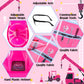 Handepo Construction Worker Costume Kids Hard Hat Construction Vest Goggles Toddler Dress Up Set Birthday Party Girls Boys(Pink,