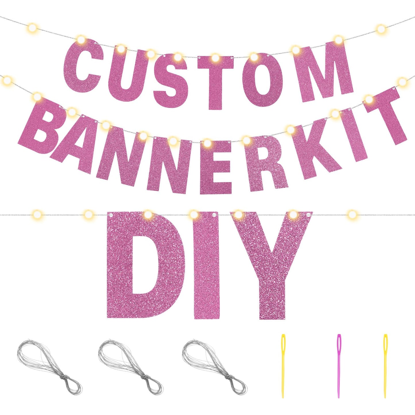 Taobary 112 Pcs Diy Letter Banner Glitter Customizable Banner Kit Custom Banner Including 107 Letters And Numbers 3 Rope For Bir