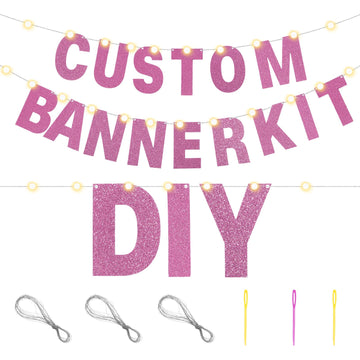 Taobary 112 Pcs Diy Letter Banner Glitter Customizable Banner Kit Custom Banner Including 107 Letters And Numbers 3 Rope For Bir