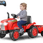 Olakids 12V Kids Ride On Tractor, Battery Powered Motorized Electric Car With Trailer, Dual Motors, Remote Control, Light, Music, Usb, Toddler Vehicle Toys For Boys Girls (Red)