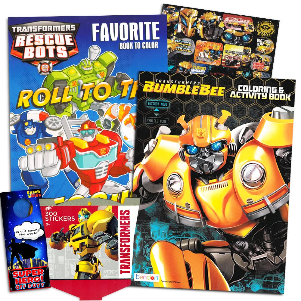 Transformers Rescue Bots Coloring and Activity Super Set -- 2 Activity Books and Play Pack Filled with Stickers and Door Hanger 