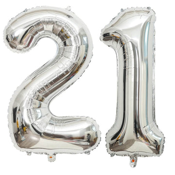 40 Inch Silver 21 Number Balloons Giant Jumbo Huge 12 Or 21 Foil Mylar Helium Number Digital Balloons Silver Birthday Mylar Digi