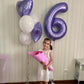 Purple Number 6 Balloon For Girls 6Th Birthday, 40 Inch Number Foil Balloon 6, Mylar Helium Large Balloon For Kids 6 Years Old B
