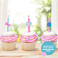 Hello Kitty Birthday Cake Candles | 6 Birthday Candles for Cake Decorations, Pink & Blue Striped Candles, Cupcake Toppers for He