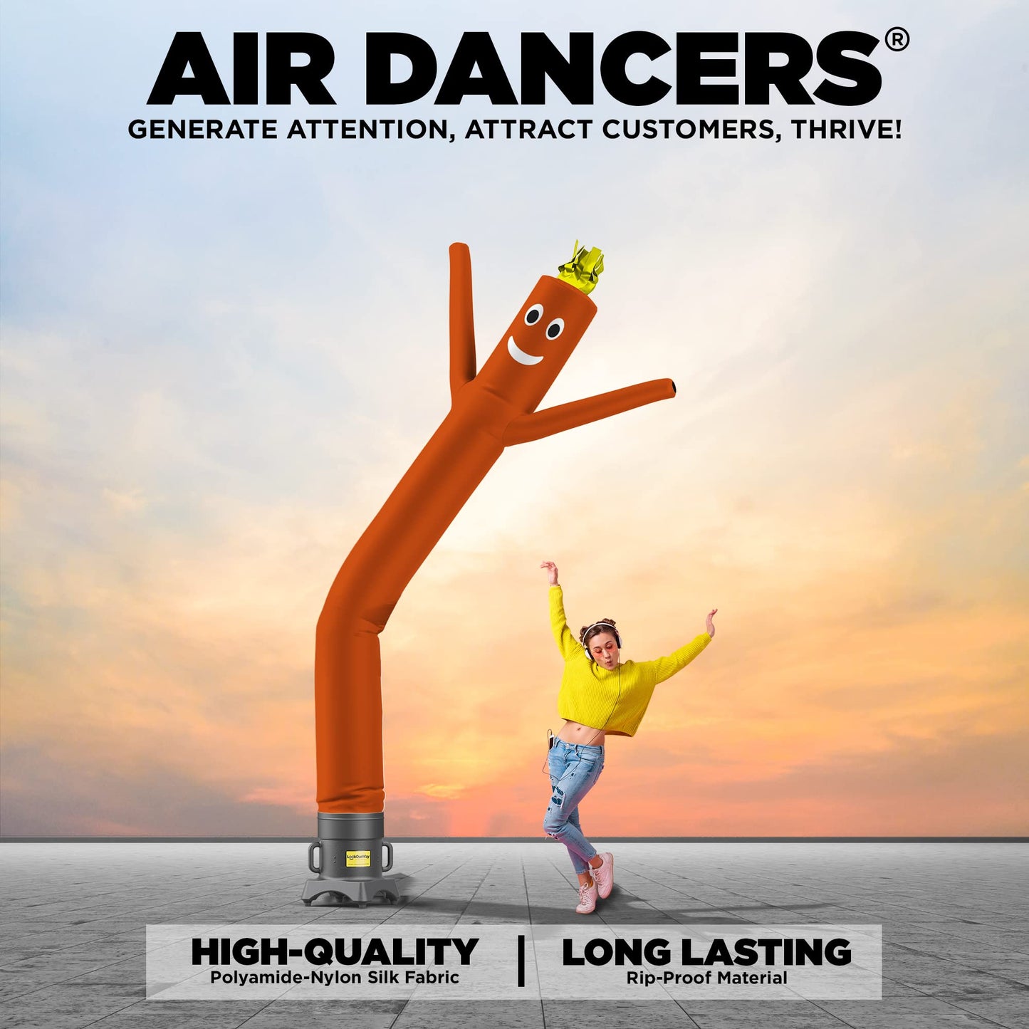 LookOurWay Air Dancers Inflatable Tube Man Set - 10ft Tall Wacky Waving Inflatable Dancing Tube Guy with 12-Inch Diameter Blower for Business Promotion - Orange