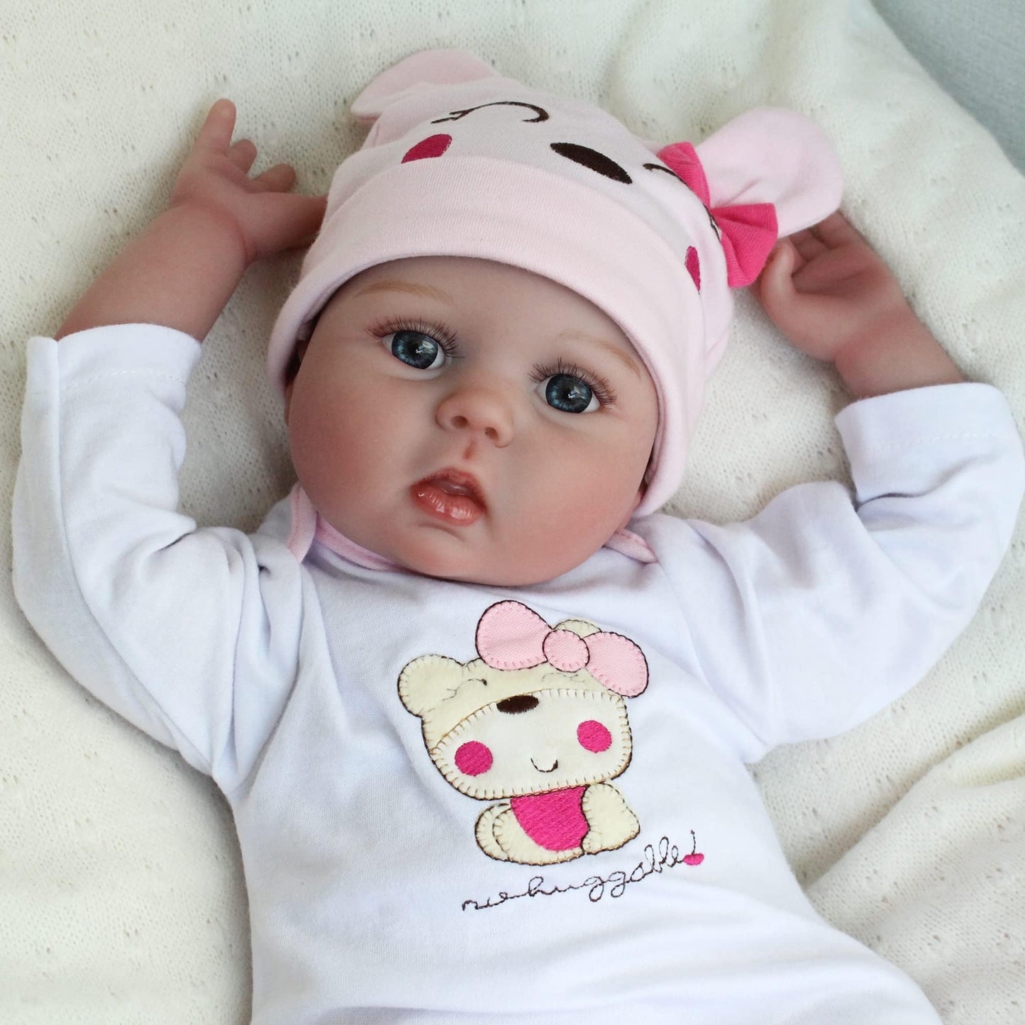 CHAREX 22" Reborn Baby Doll Lucy, Realistic Soft Vinyl Weighted Doll, Gift Set