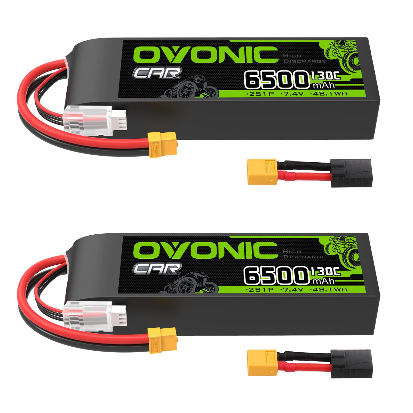 Ovonic 2S Lipo Battery 6500Mah 7.4V 130C Rc Battery With Xt60 To Tra Connector