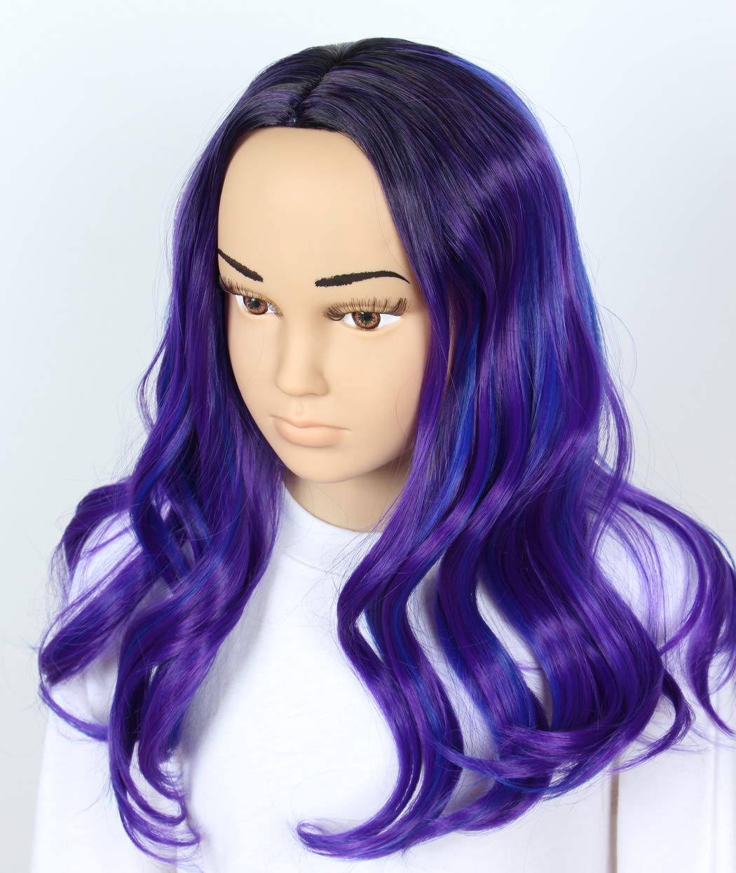 Linfairy Kids Child Purple Dye Wig Halloween Costume Cosplay Wave Wig