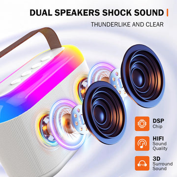 Eaglestone Mini Karaoke Machine For Kids Adults With 2 Wireless Microphones, Portable Bluetooth Speaker 5.3 With Lights 5 Voice Changes, Toddler Teens Toys, 3 4 5 6 7 8 + Year Old Girl Birthday Gifts