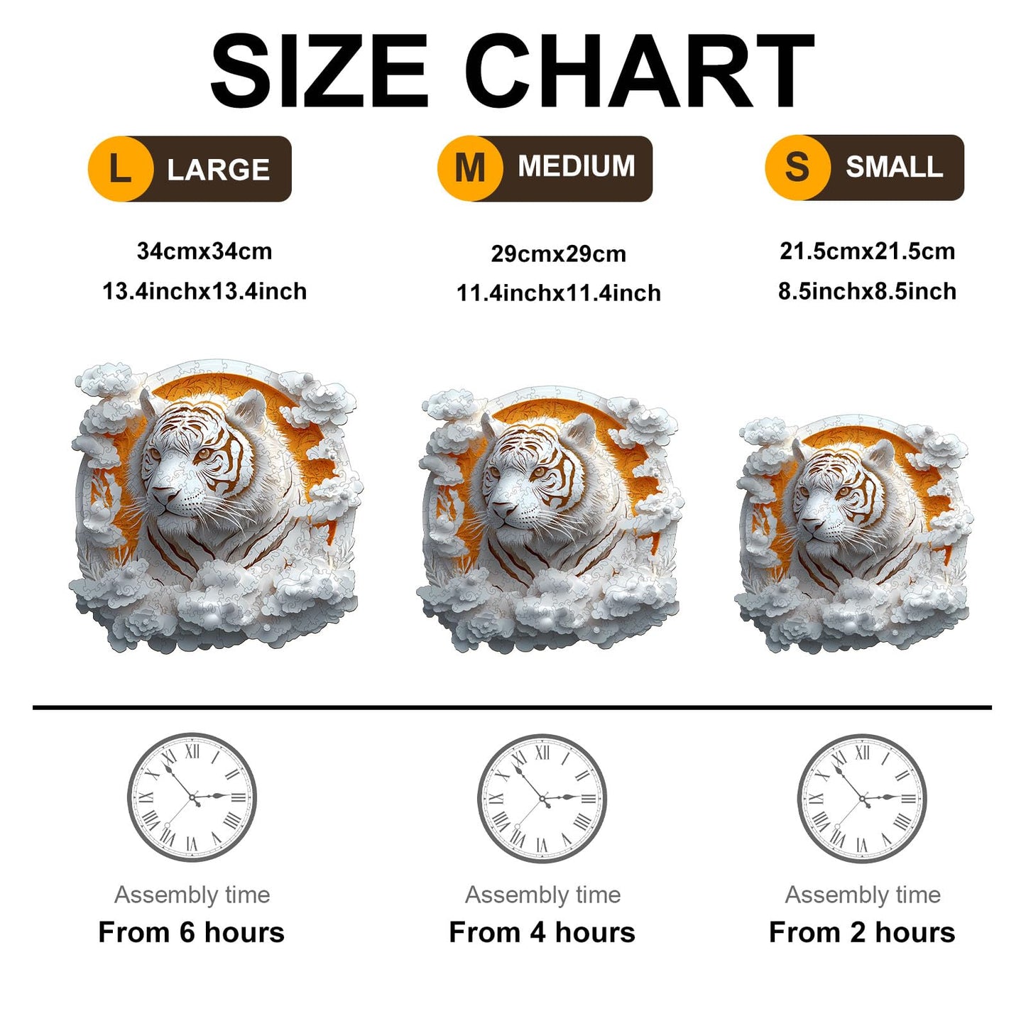Wooden Puzzle for mature-themeds-3D Visual Effect Paper Tiger Wooden Puzzle Unique Shape Advanced Wooden Jigsaw Puzzle for mature-themed  Best Birthday Gifts Halloween Challenge Craft (L-13.4 * 13.4in-300pcs)