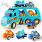SHAWE 5 in 1 Toys Cars for 3 4 5 6 Years Old Toddlers Boys Girls Gifts, Transport Truck Toys with Sound & Light, Cute Pull Back