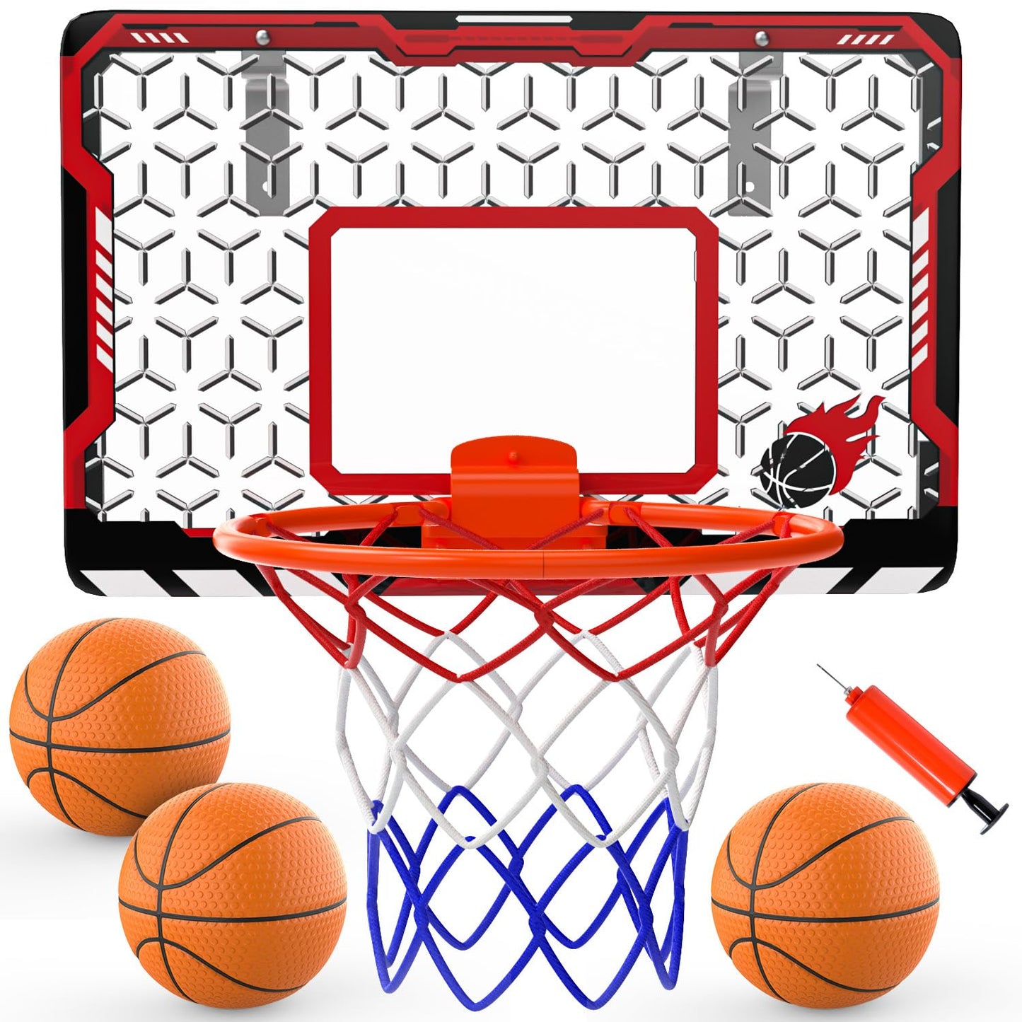 EagleStone Mini Basketball Hoop for Door & Wall, Foldable Rim with 3 Balls and Pump, Indoor Basketball Toy Game Set for Kids Adu