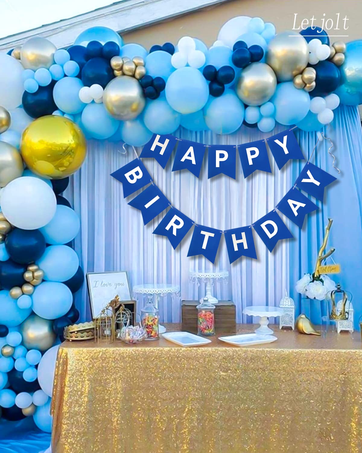 Navy Blue Happy Birthday Banner Nautical Theme Birthday Party Supplies Garland Decorations Boy Birthday Signs Nursery Hanging De