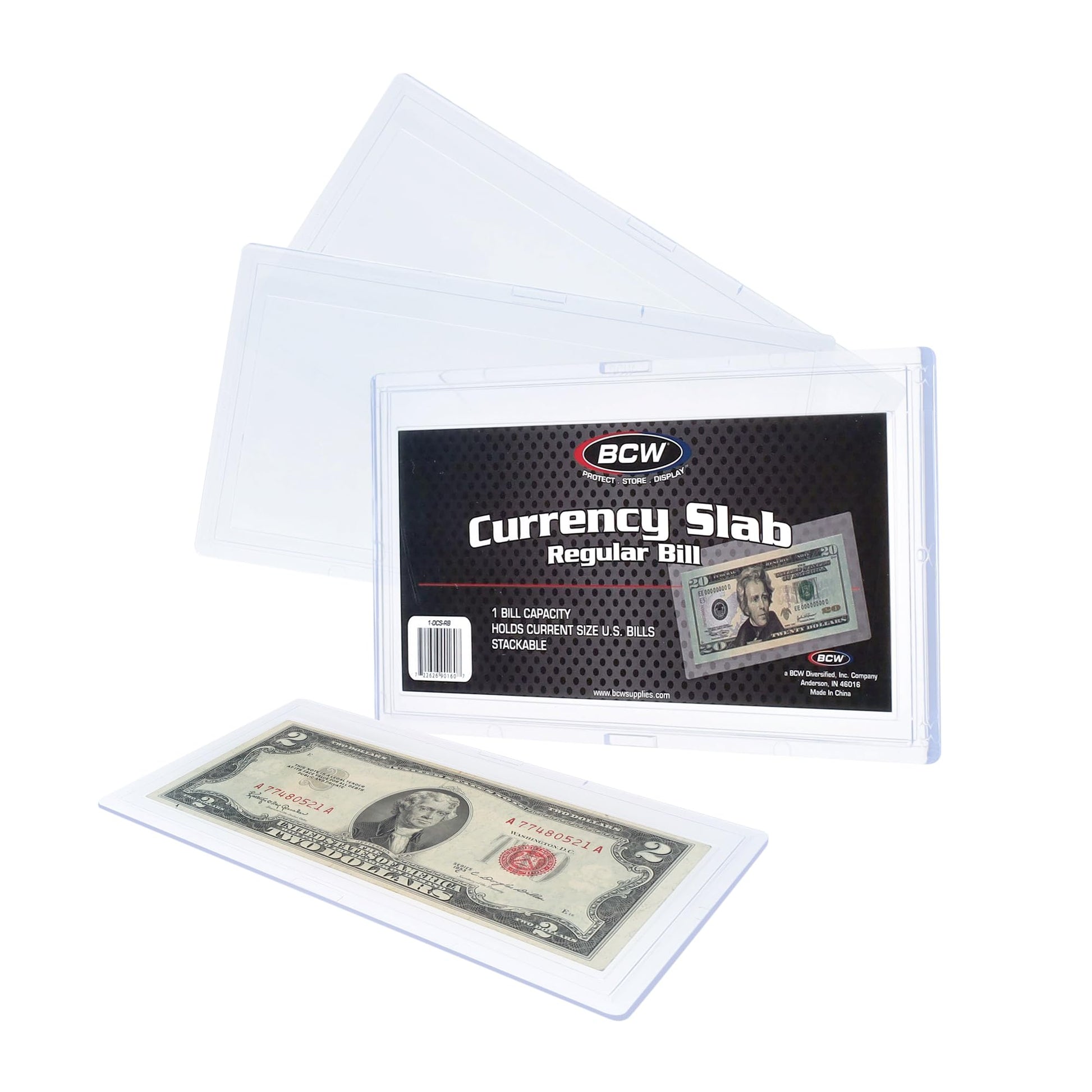 Bcw Deluxe Currency Slab For U.S. Bills - 1Ct | Clear Polystyrene, Snap-Together Protection Money Case | Ideal For Paper Money C