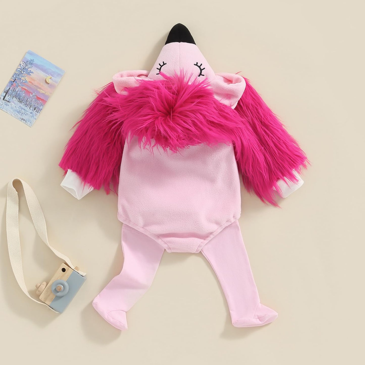 Doisbetthsay Baby Boy Girl Halloween Costume Flannel Romper Animal Onesie Hooded Cartoon Outfit Suit Halloween Dress Up (Rose Fl